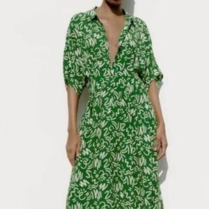 Zara Elora Green Button Down Dress Women’s Size XL